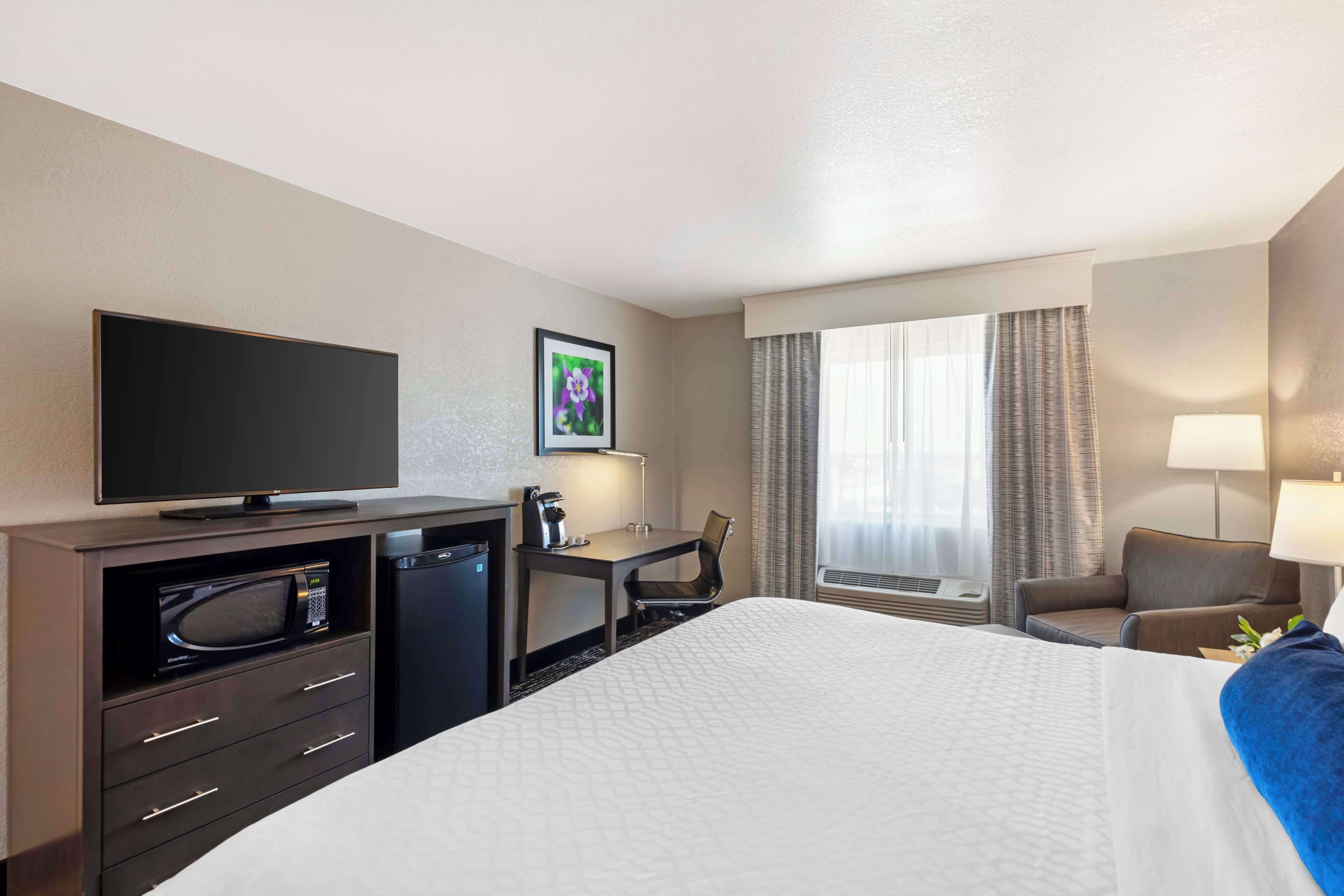 standard room, 1 king bed, non smoking, microwave | premium bedding, pillow-top beds, desk, laptop workspace