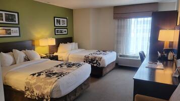 Room, 2 Double Beds, Non Smoking | Desk, blackout drapes, iron/ironing board, free cribs/infant beds