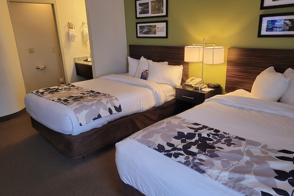 Room, 2 Double Beds, Non Smoking | Desk, blackout drapes, iron/ironing board, free cribs/infant beds