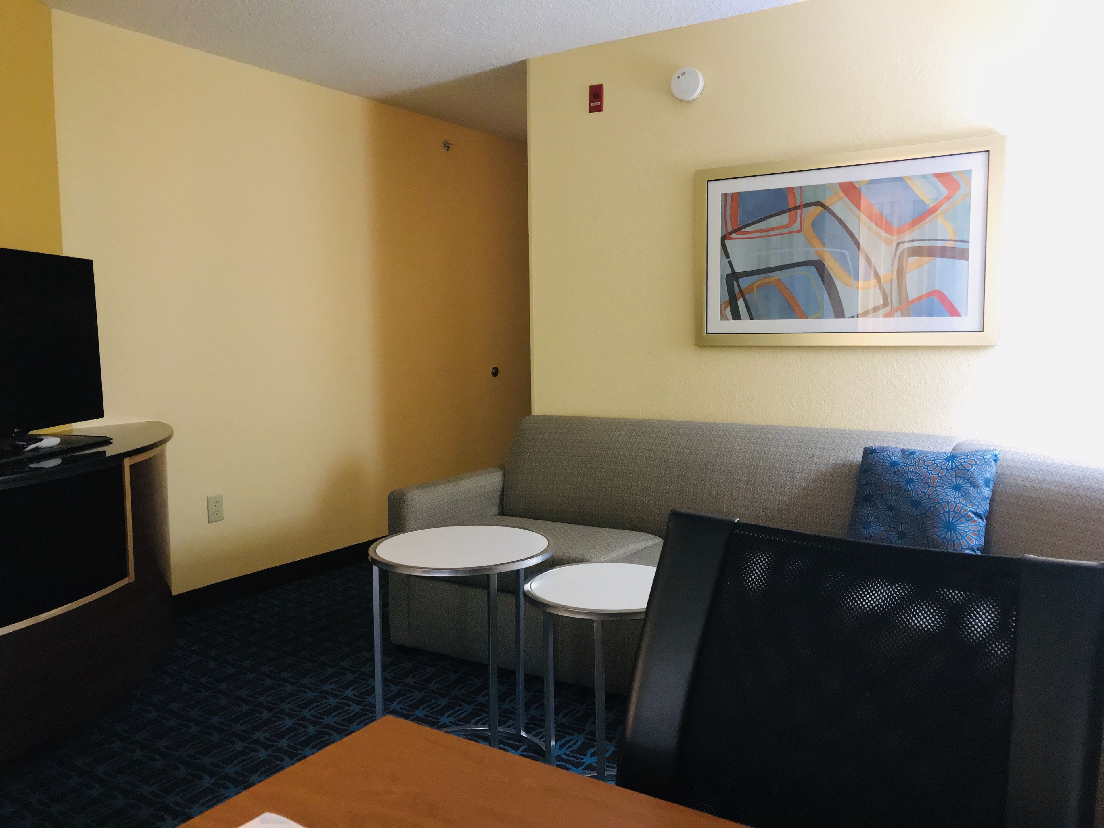 suite, 1 king bed with sofa bed, non smoking | living room | 34-inch flat-screen tv with cable channels, tv