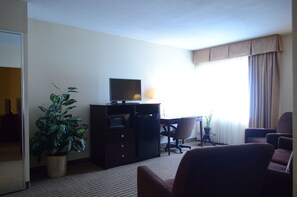 Desk, blackout drapes, iron/ironing board, free cribs/infant beds