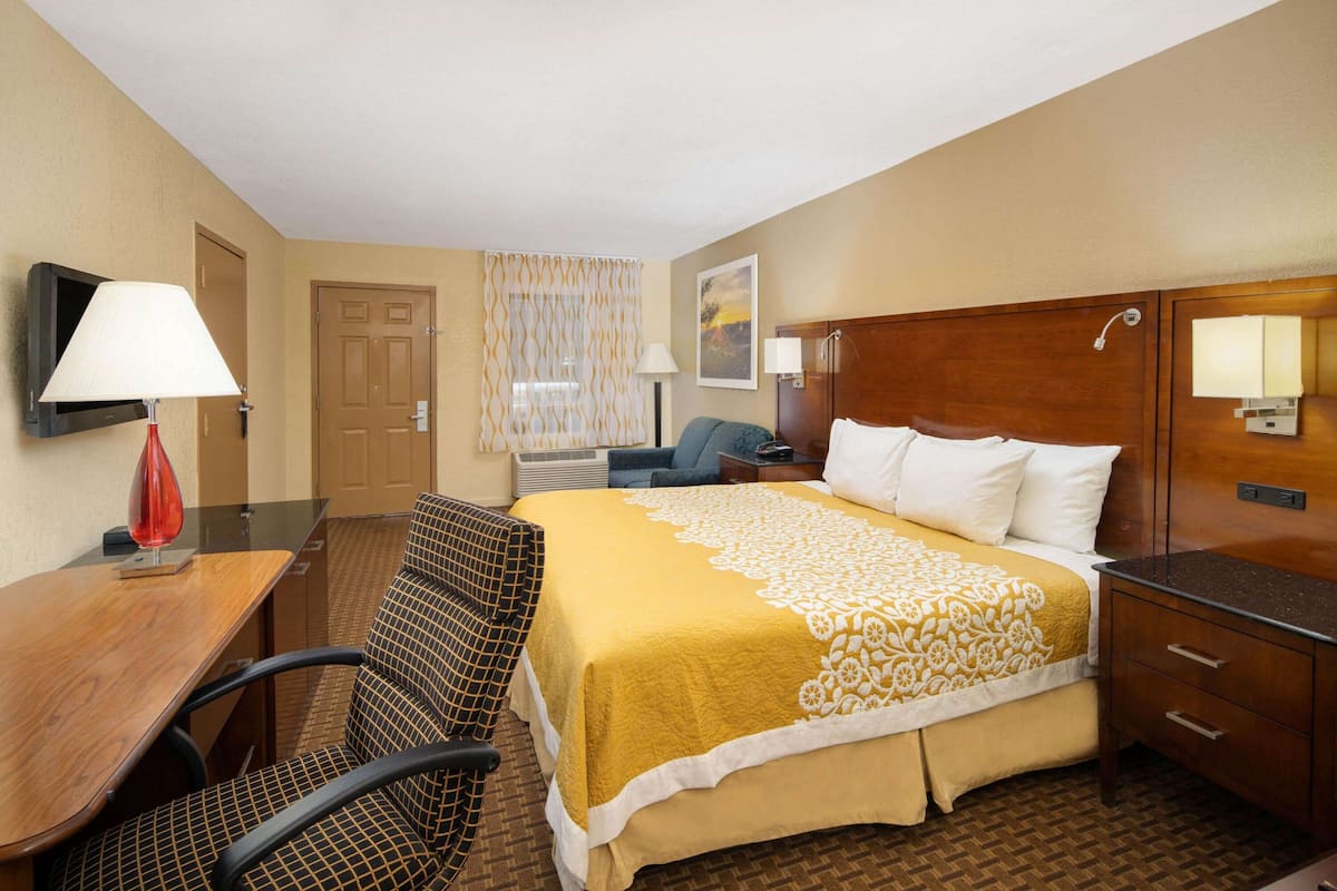 Premium bedding, desk, blackout drapes, iron/ironing board