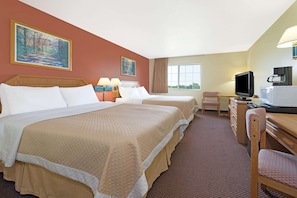Standard Room, 2 Queen Beds, Non Smoking | In-room safe, desk, iron/ironing board, free cribs/infant beds