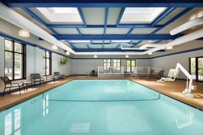Indoor pool, open 6:00 AM to 10:00 PM, sun loungers