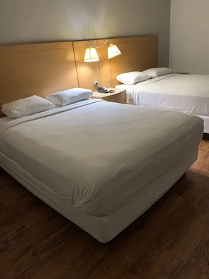 Desk, laptop workspace, free WiFi, bed sheets