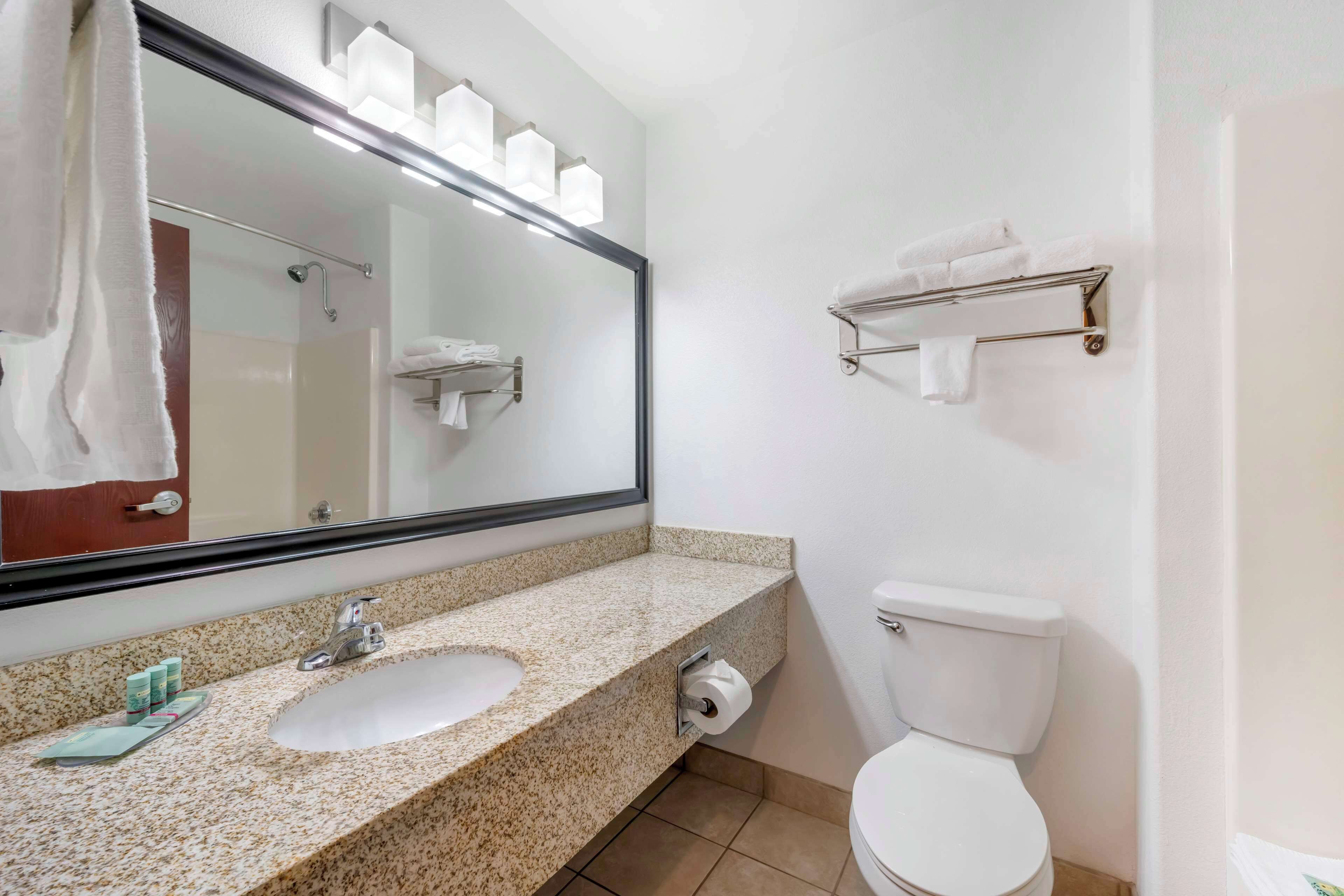 standard room, 1 king bed, non smoking, refrigerator & microwave | bathroom | combined shower/bathtub, free toiletries, hair dryer, towels