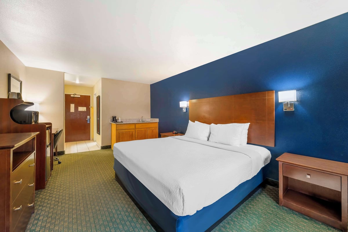Standard Room, 1 King Bed, Non Smoking, Refrigerator & Microwave | Desk, laptop workspace, iron/ironing board, free cribs/infant beds