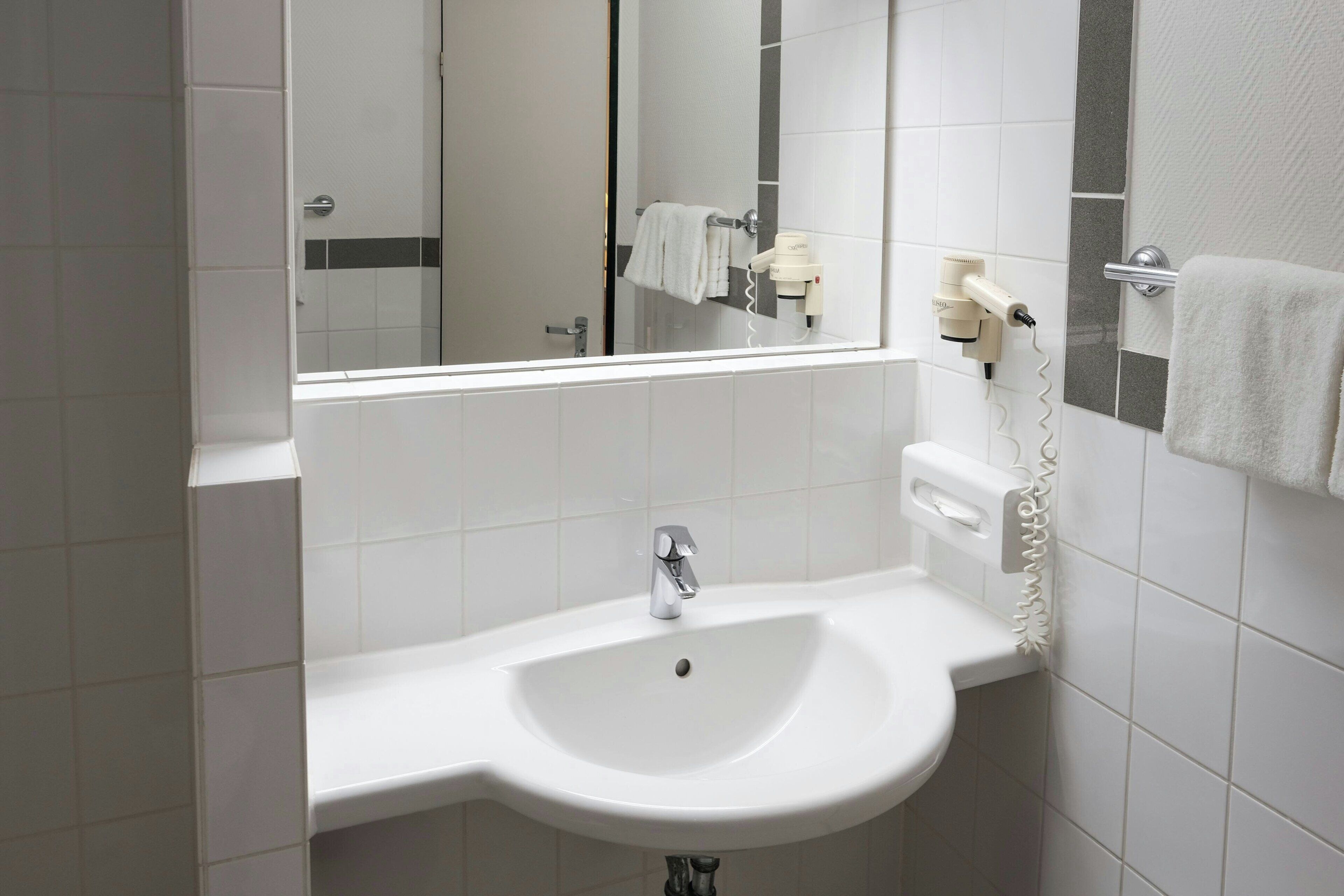 free toiletries, hair dryer, towels