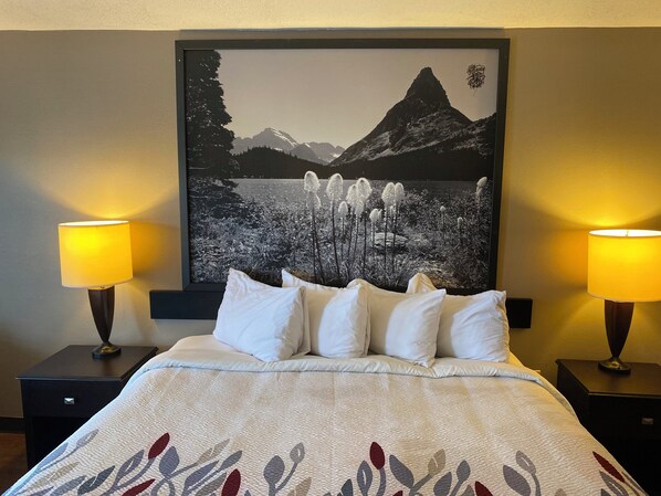 Desk, free WiFi, bed sheets