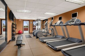 A gym with treadmills, elliptical machines, and free weights. - Homewood Suites by Hilton Wilmington-Brandywine Valley (Wilmington)