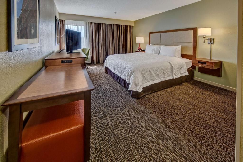 Premium bedding, desk, blackout drapes, iron/ironing board