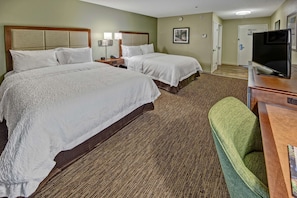 Premium bedding, desk, blackout curtains, iron/ironing board