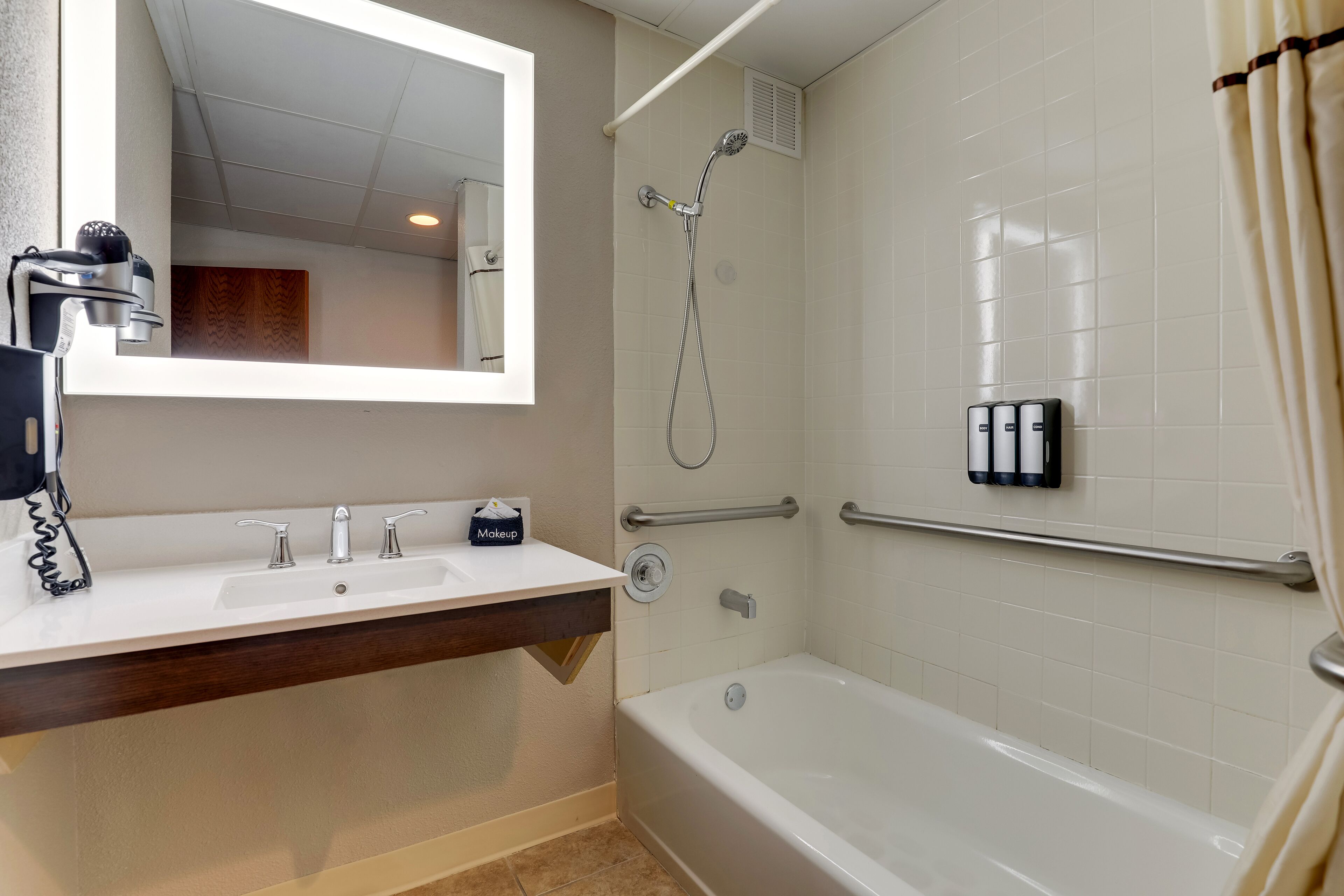 standard single room, 1 queen bed, accessible | bathroom | combined shower/bathtub, eco-friendly toiletries, hair dryer, towels