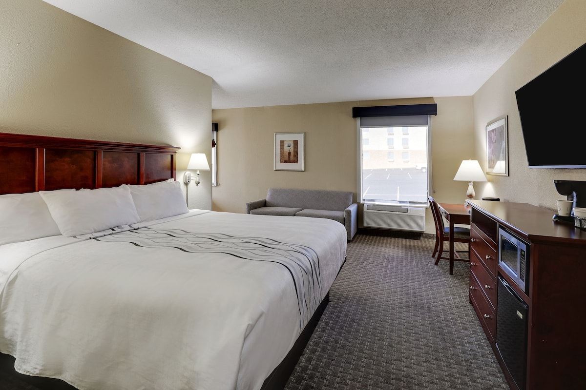 premium room, 1 king bed, jetted tub | iron/ironing board, free wifi, bed sheets