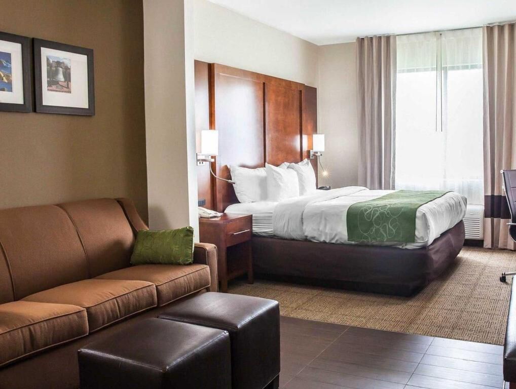 Premium bedding, down comforters, desk, blackout drapes