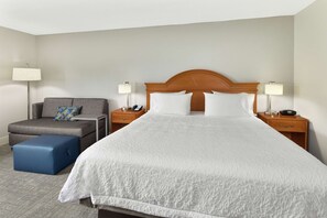 Hypo-allergenic bedding, blackout drapes, iron/ironing board
