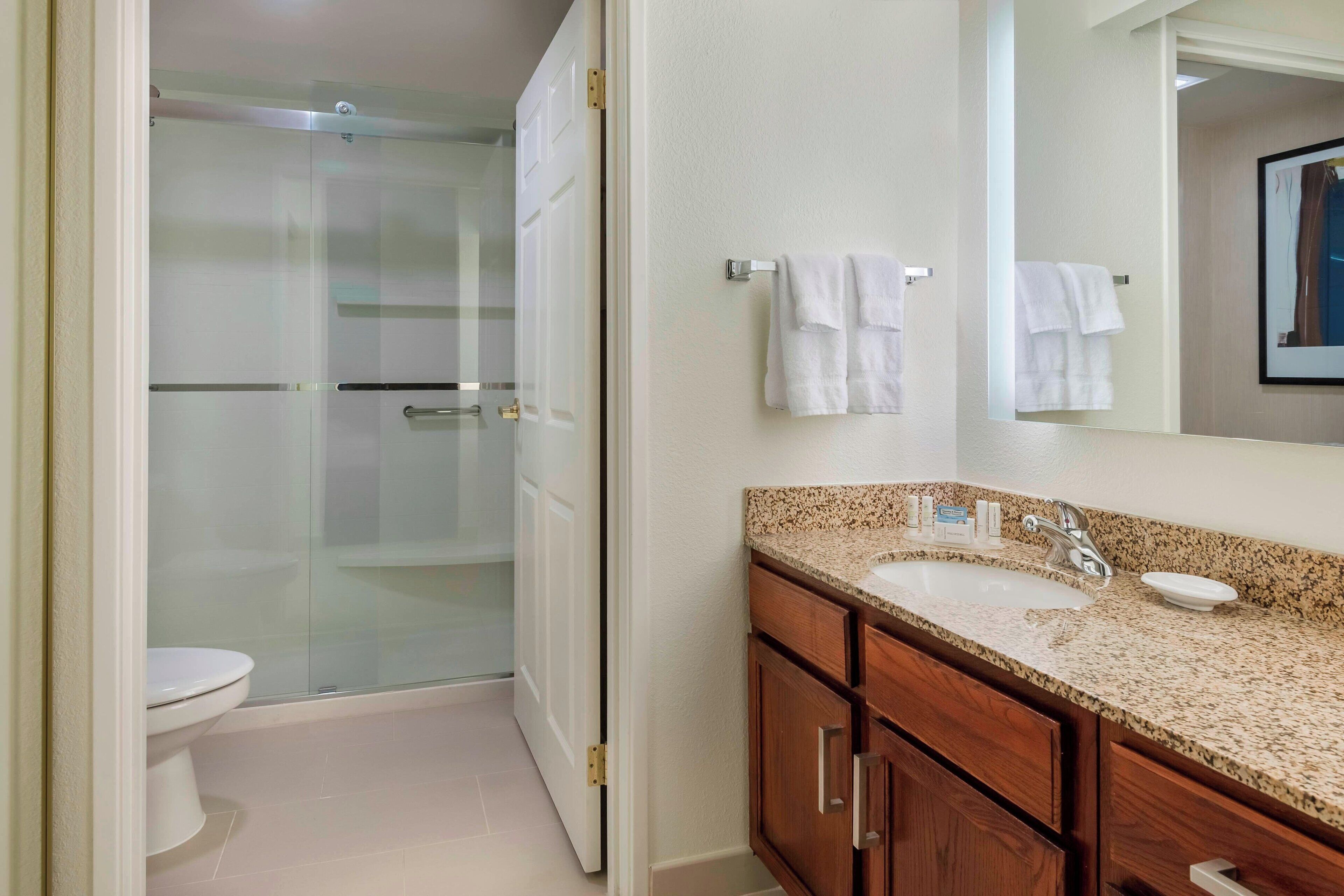 studio, 1 queen bed with sofa bed | bathroom | free toiletries, hair dryer, towels