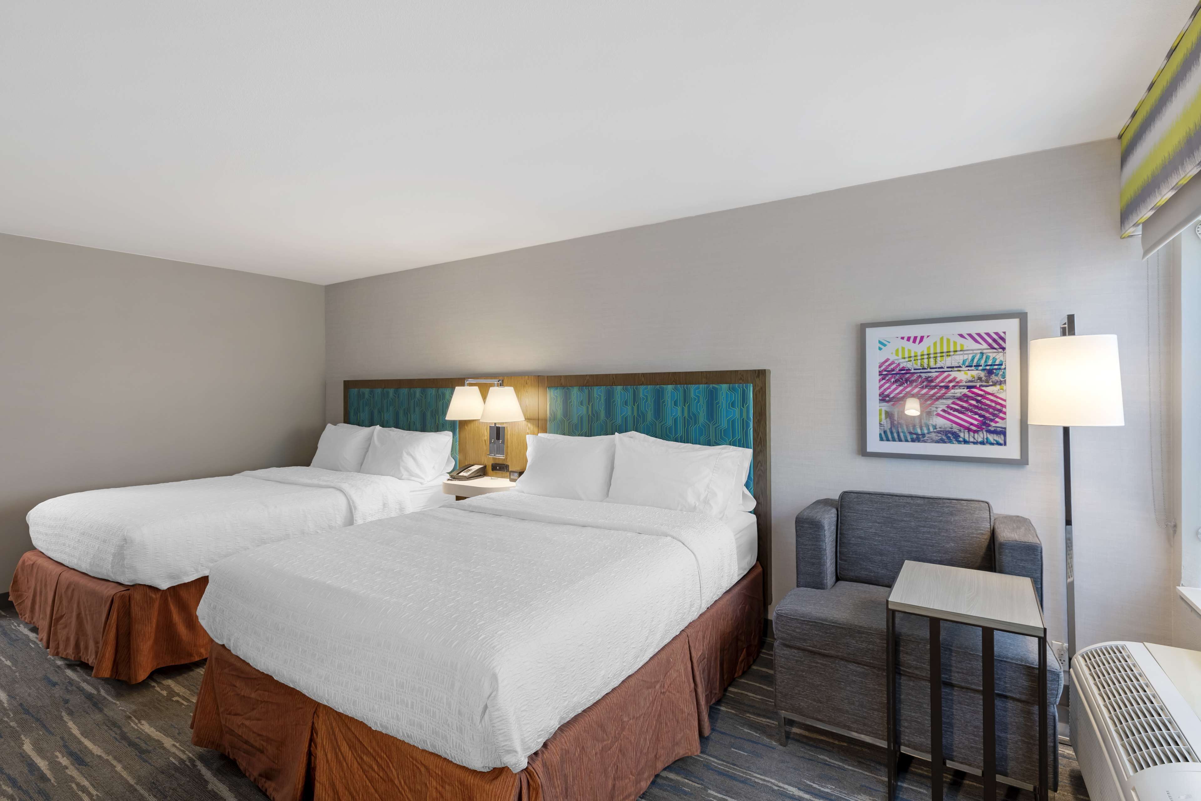 room | hypo-allergenic bedding, blackout curtains, iron/ironing board