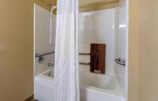 Bañera con ducha, artículos de tocador gratuitos, secador de pelo