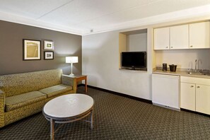Premium bedding, desk, blackout drapes, iron/ironing board