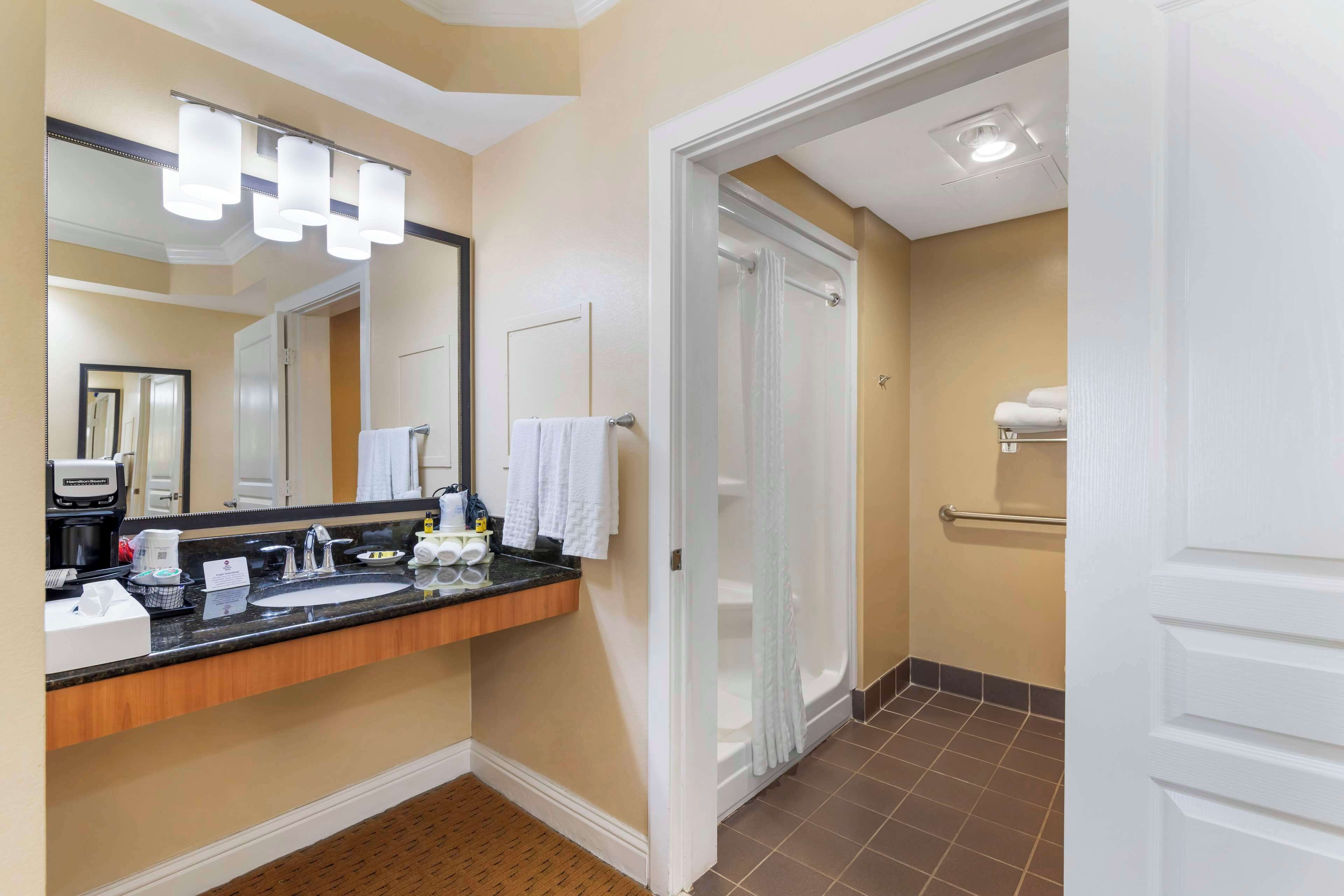 standard room, 2 double beds, accessible, non smoking (walk-in shower) | bathroom | shower, free toiletries, hair dryer, towels