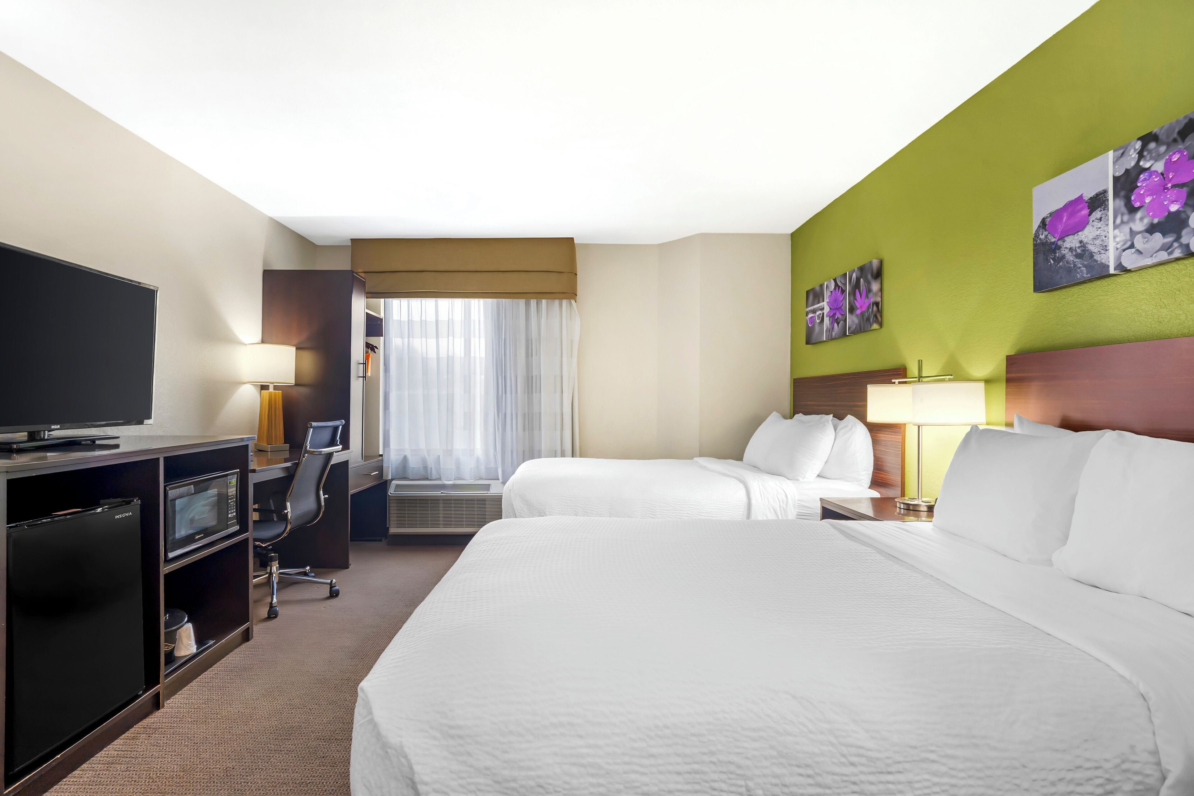 Standard Double Room, 2 Double Beds, Non Smoking | Premium bedding, desk, blackout drapes, iron/ironing board