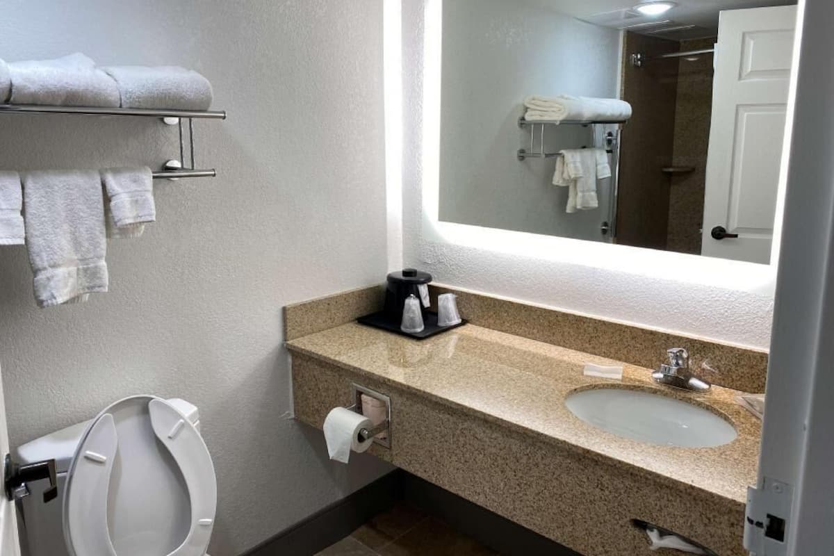 Bathroom | Shower, free toiletries, hair dryer, towels