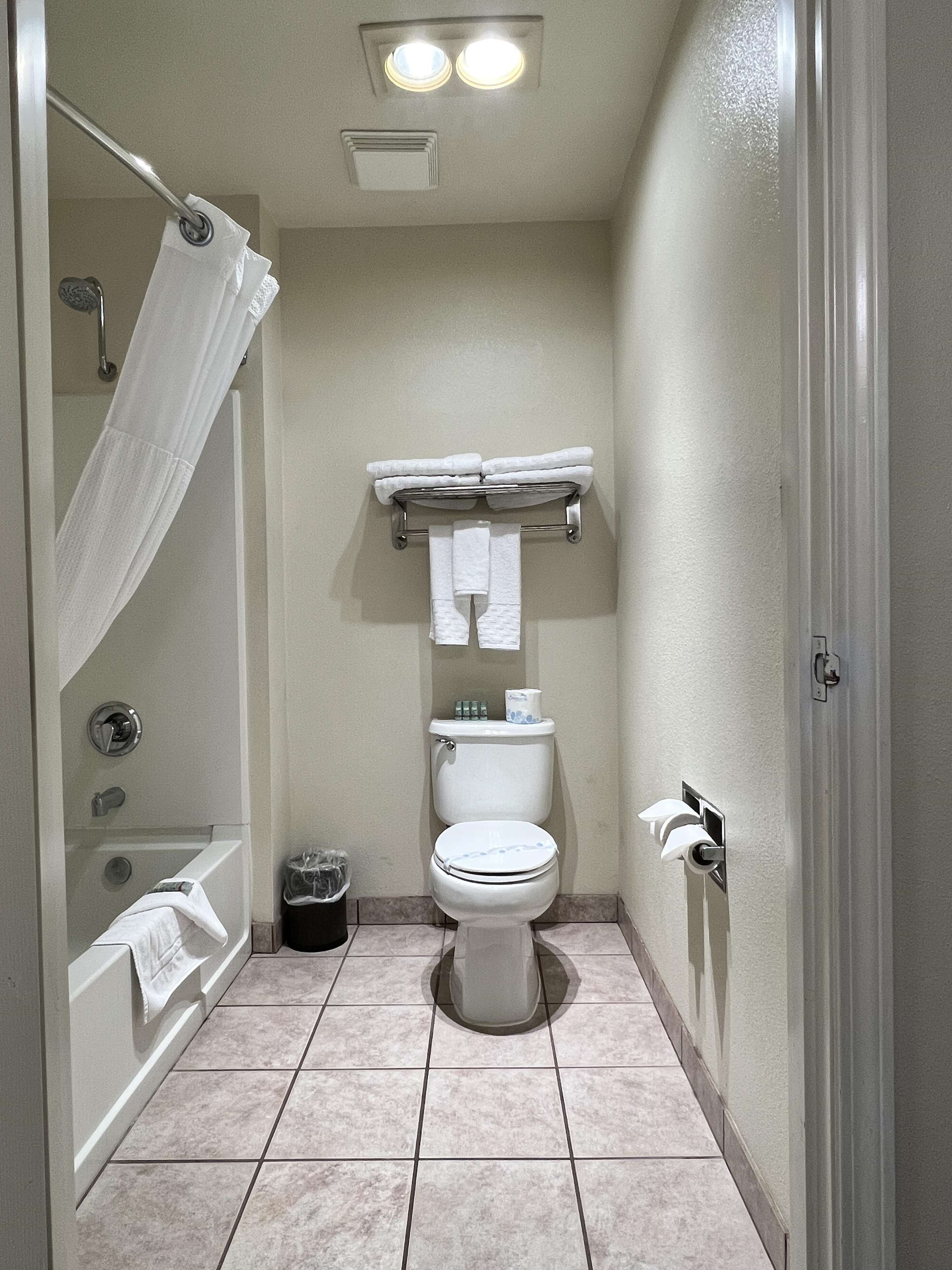 free toiletries, hair dryer, towels