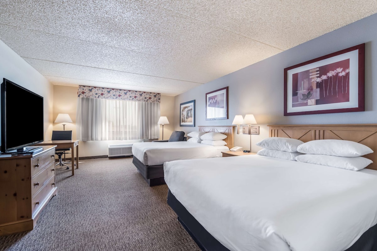 Executive Room, 2 Queen Beds | Desk, laptop workspace, iron/ironing board, free cots/infant beds