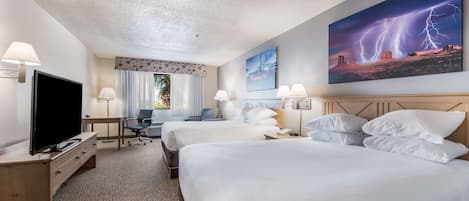 Room, 2 Queen Beds | Desk, laptop workspace, iron/ironing board, free cribs/infant beds