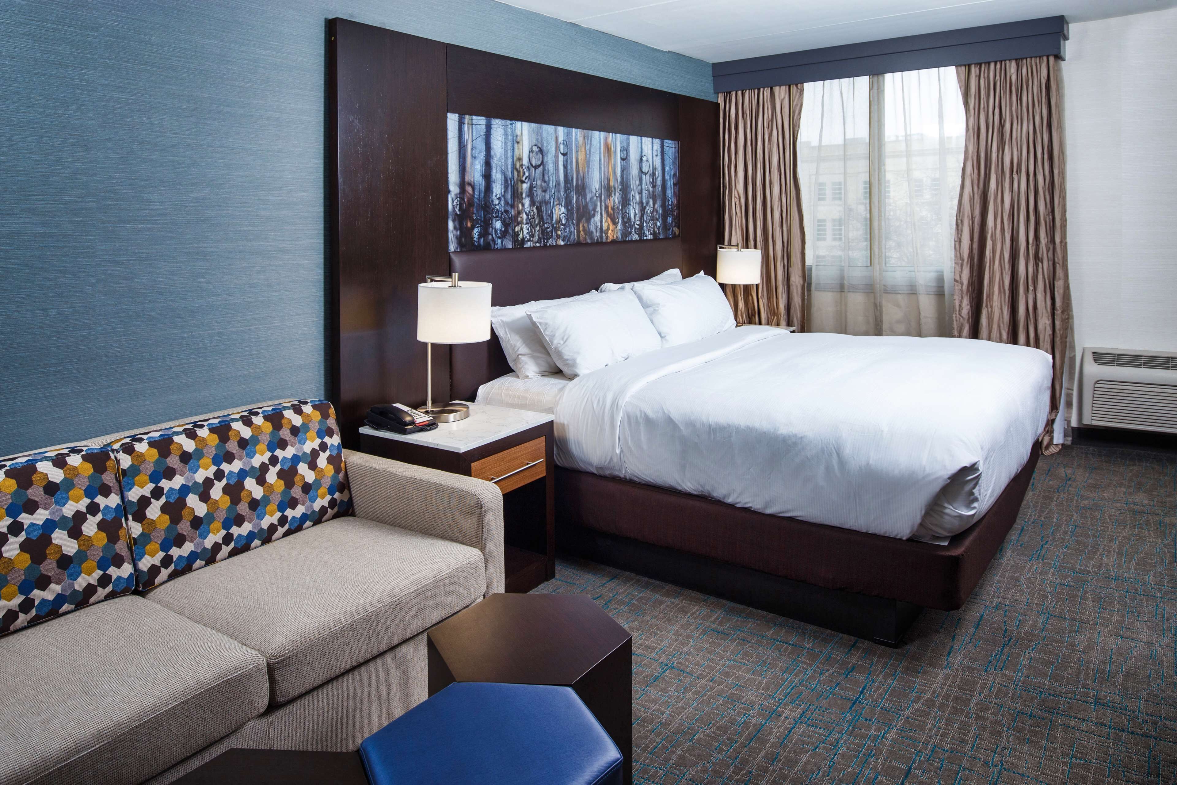 Room, 1 King Bed, Accessible (Roll-In Shower) | Pillowtop beds, in-room safe, desk, laptop workspace