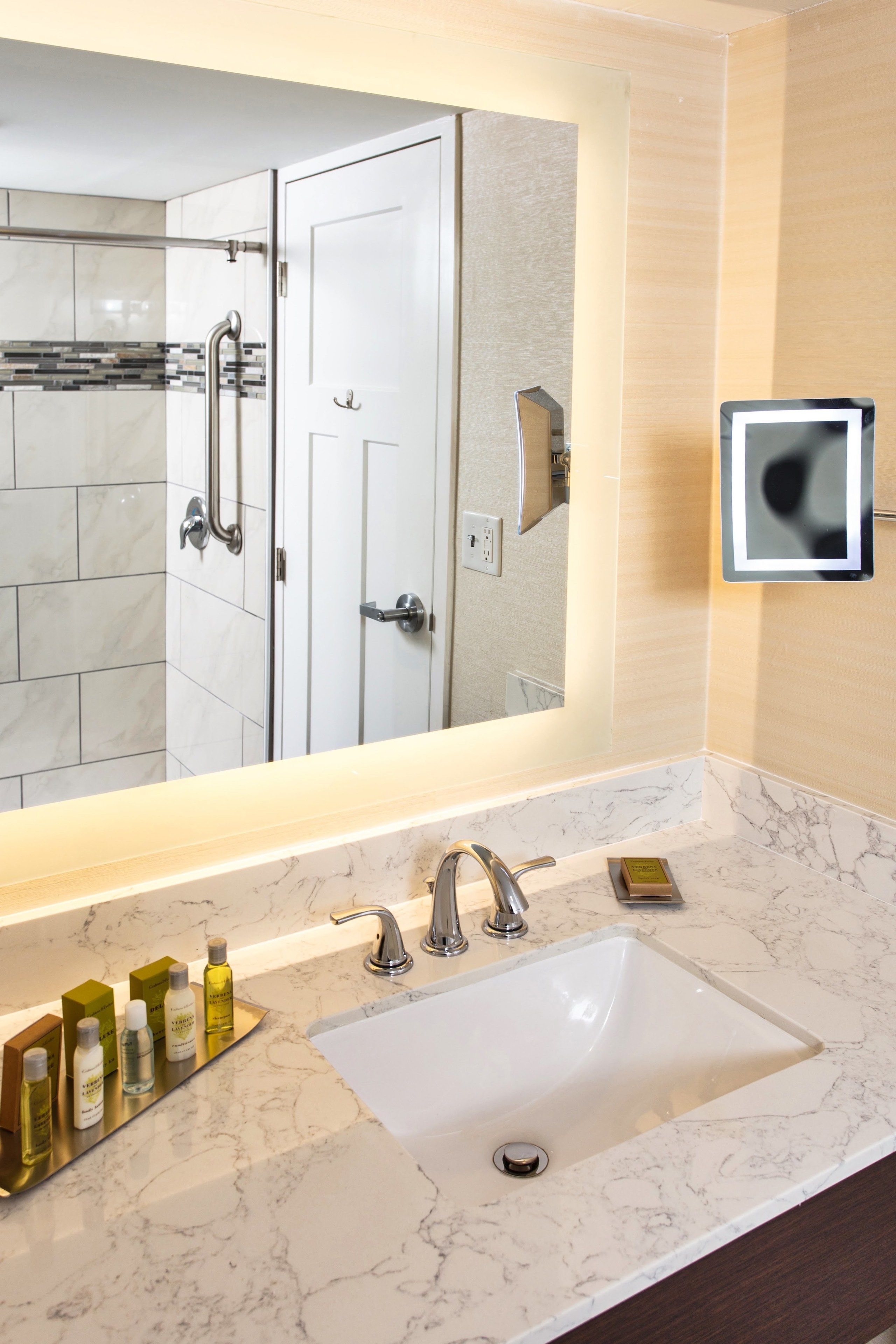 free toiletries, hair dryer, towels