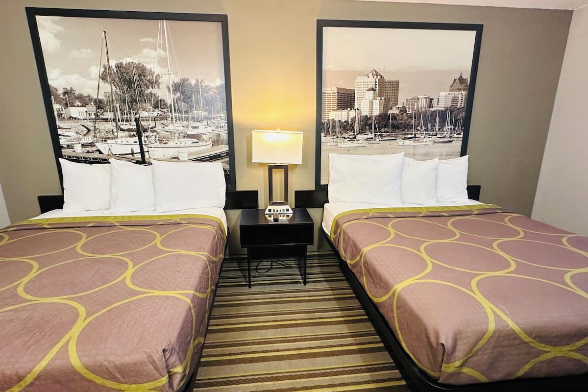 Standard, 2 Queen Size Beds | In-room safe, desk, free WiFi, bed sheets