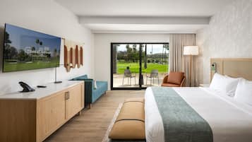 Suite, 1 King Bed, Accessible, Golf View (ADA Roll in Shower) | Down comforters, desk, laptop workspace, blackout drapes