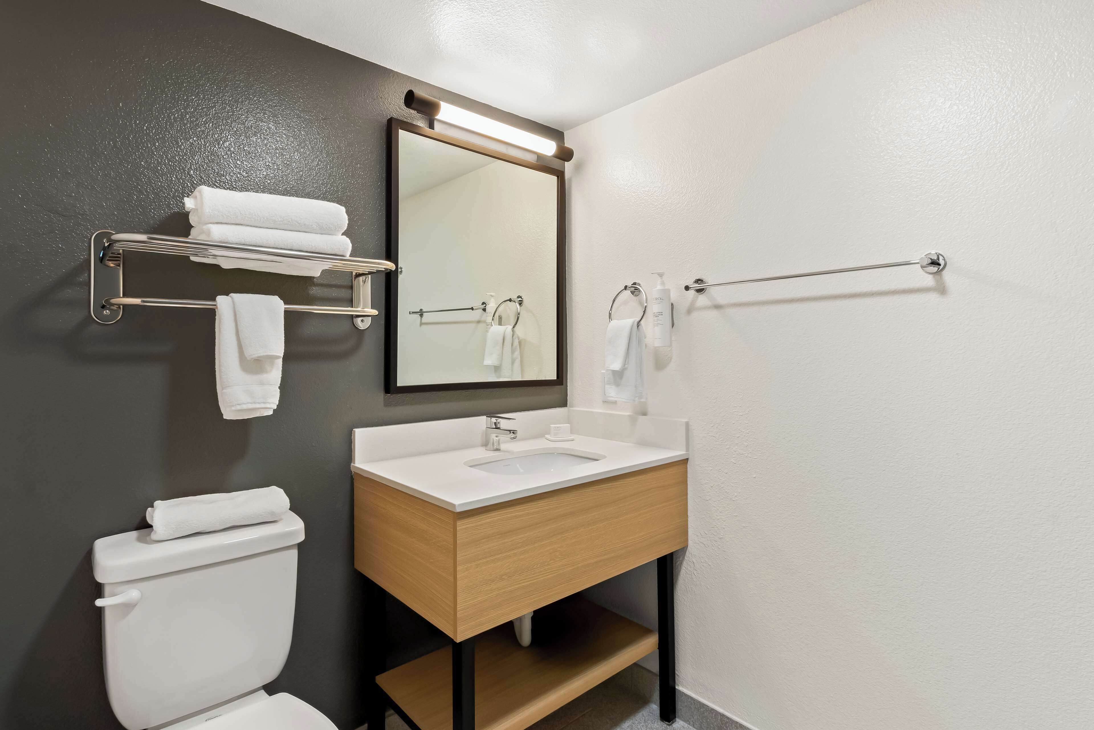 free toiletries, hair dryer, towels