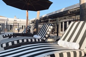 Outdoor pool, open 8:00 AM to 10:00 PM, pool umbrellas, pool loungers