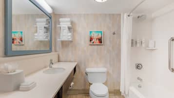Standard Room, 2 Queen Bed | Bathroom | Combined shower/tub, designer toiletries, hair dryer, bathrobes