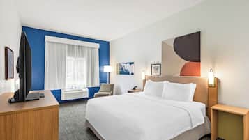 Room, 1 King Bed, Accessible (Mobility & Roll-In Shower) | 1 bedroom, premium bedding, desk, laptop workspace