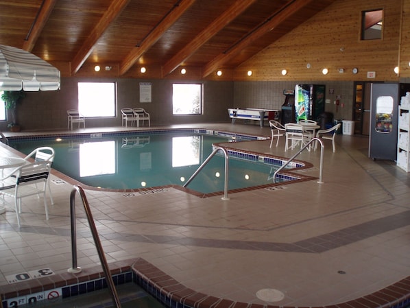 Indoor pool, open 6:00 AM to midnight, sun loungers