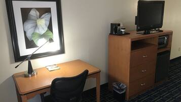 Premium bedding, desk, blackout curtains, iron/ironing board