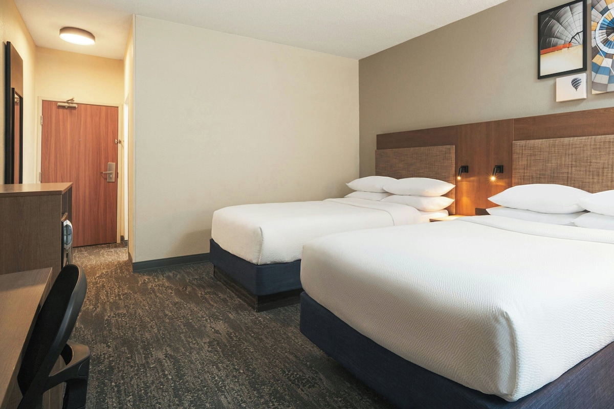 Premium bedding, desk, blackout curtains, iron/ironing board