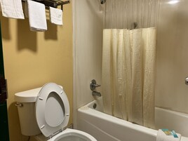 Bañera con ducha, artículos de tocador gratuitos, secador de pelo