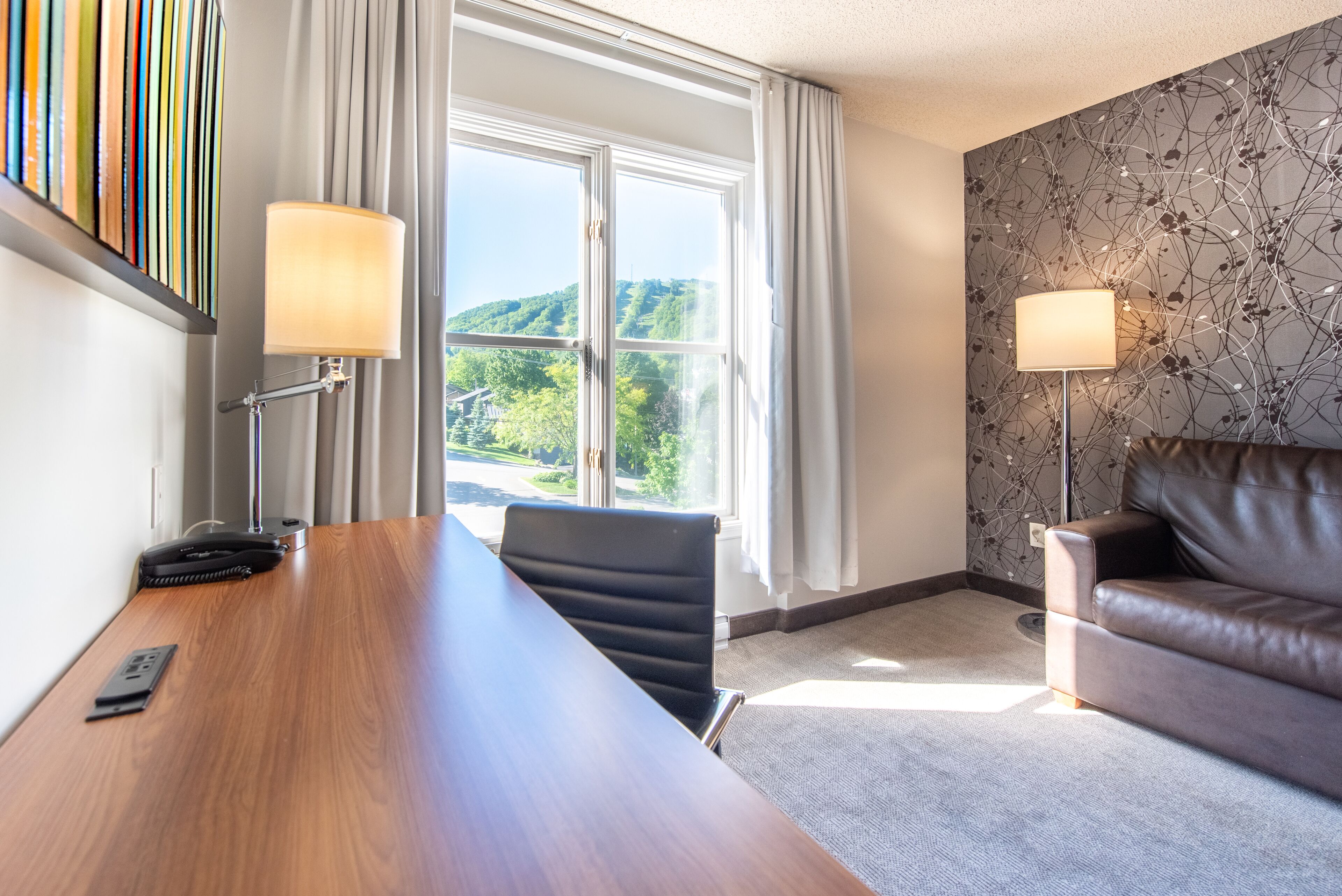 comfort room, 1 queen bed with sofa bed, mountain view | 1 bedroom, minibar, in-room safe, desk