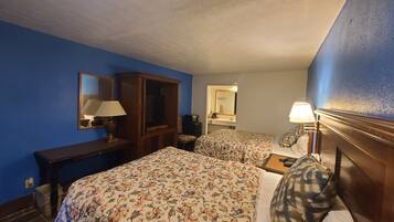 Double Room, 2 Queen Beds, Non Smoking | Bathroom | Combined shower/tub, hair dryer, towels