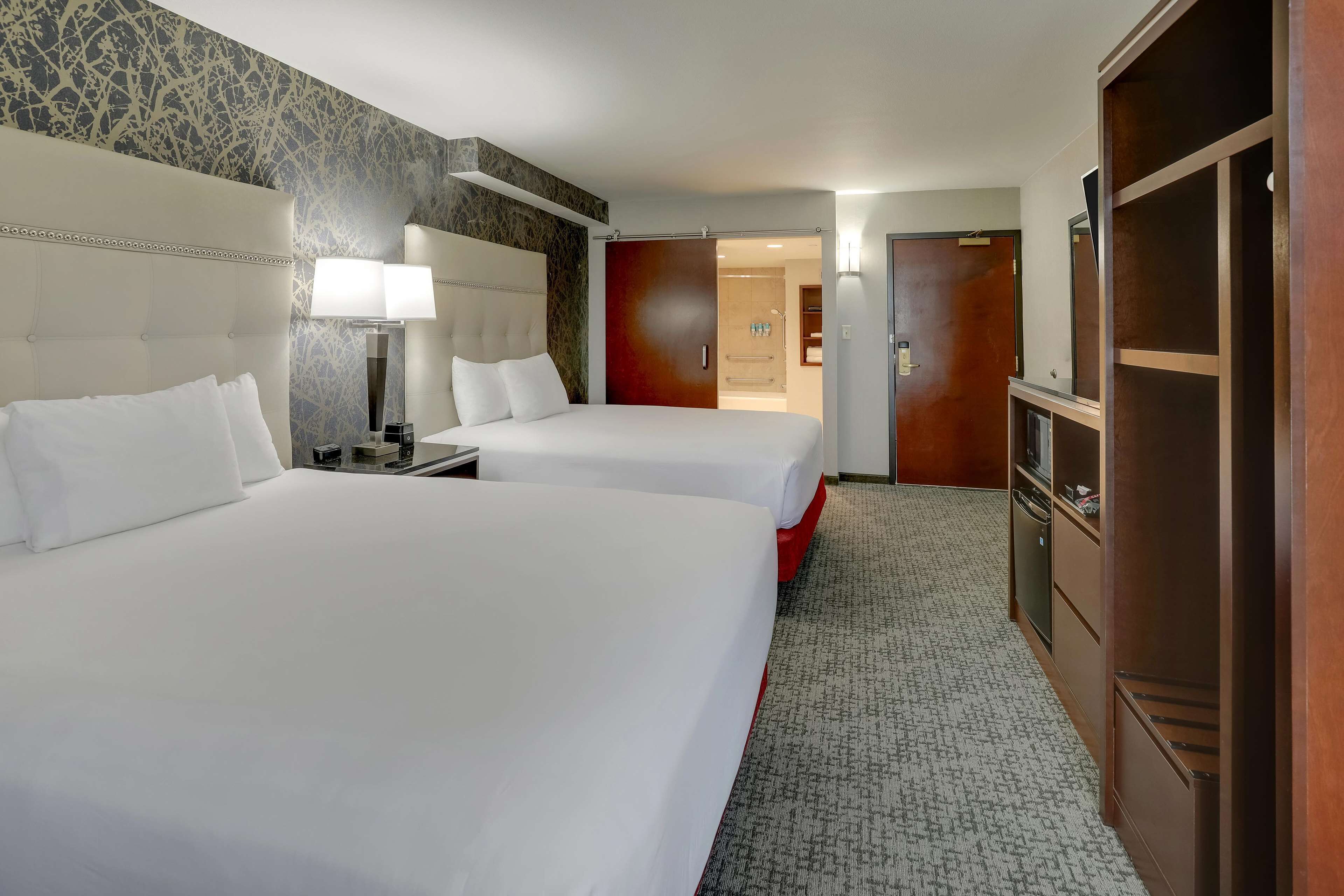 1 bedroom, desk, blackout curtains, iron/ironing board