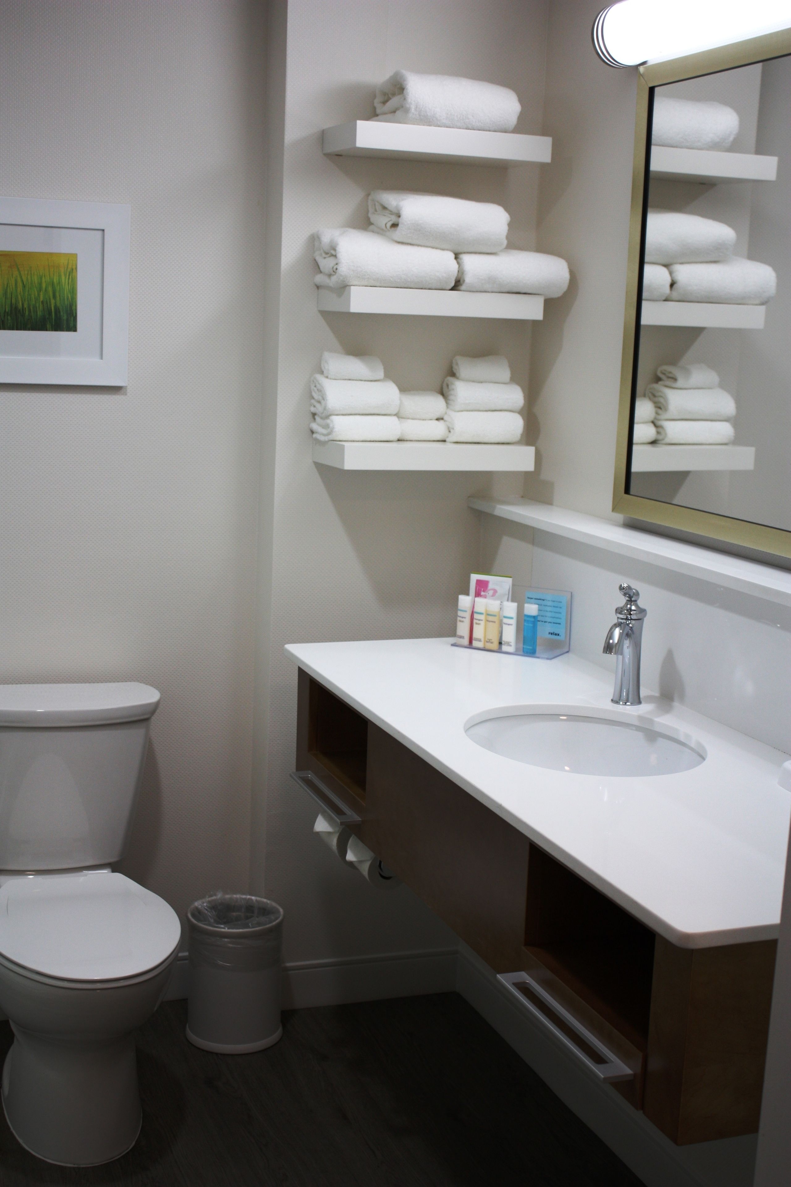 free toiletries, hair dryer, towels