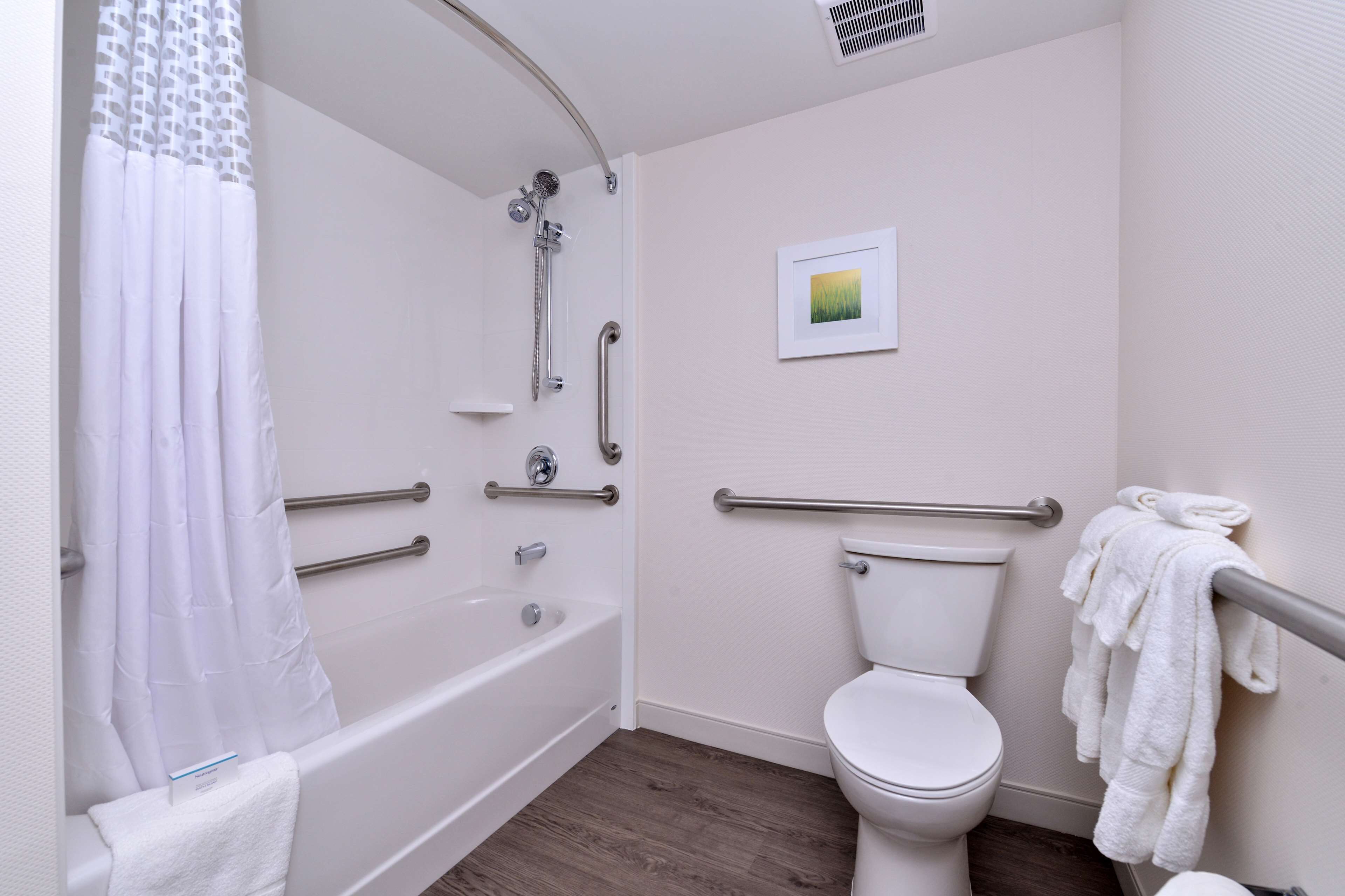 free toiletries, hair dryer, towels