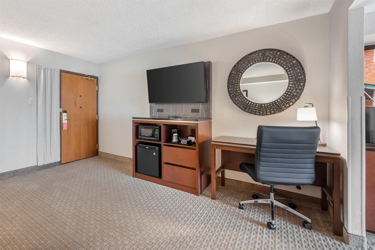 1 bedroom, desk, blackout curtains, iron/ironing board