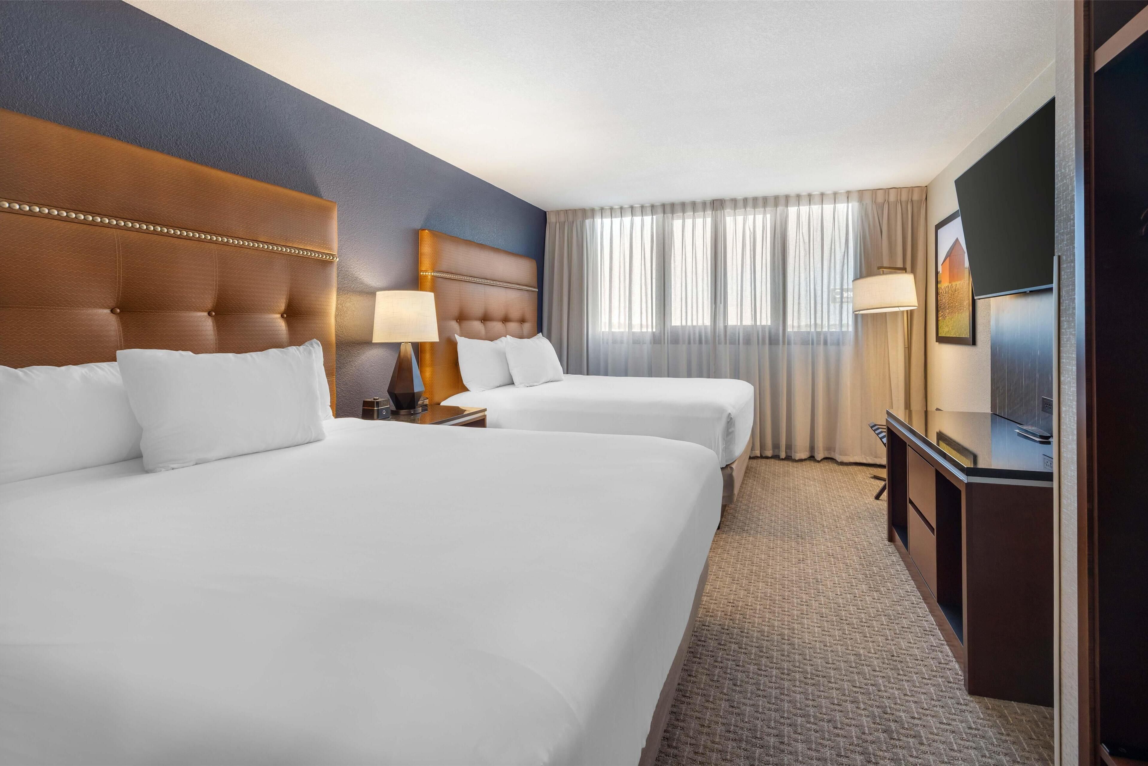 1 bedroom, desk, blackout curtains, iron/ironing board