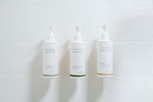 Bañera con ducha, secador de pelo, toallas, jabón